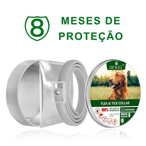 Coleira Antiparasitária Dewel - 8 meses de proteção p/ cães e gatos - Caixa Favorita