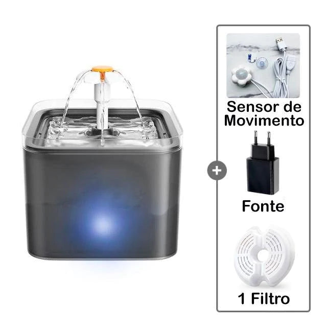 Fonte de Água para Gatos - Sensor de Movimento, Filtro de 4 camadas e LED - Caixa Favorita