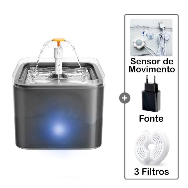 Fonte de Água para Gatos - Sensor de Movimento, Filtro de 4 camadas e LED - Caixa Favorita